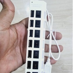 7 Port USB Hub Multiple Expander Hub with Switch White