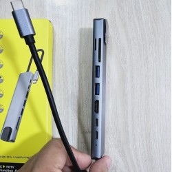 8 In 1 Type C 3 1 To 4k HdTV Hub Adapter With Sd Tf Rj45 Port