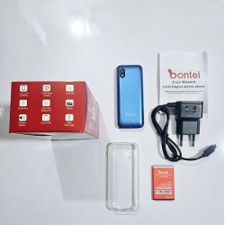 Bontel S1 Super Slim Mini Feature Phone With Cover Blue