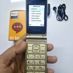 Philips E218L Folding Mobile Phone Dual Display Gold