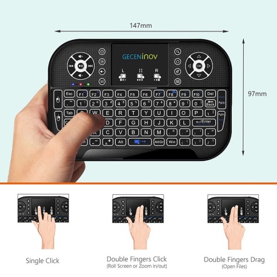 A8S Bluetooth Wireless Keyboard Rechargable Dual Mode Touchpad Backlit