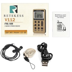 Retekess V112 Pocket AM FM Radio Rechargeable