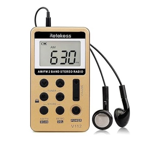 Retekess V112 Pocket AM FM Radio Rechargeable