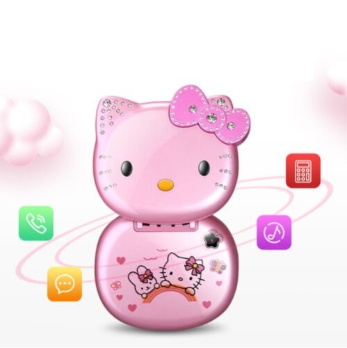 Hello Kitty K688 Plus Folding Mobile Phone Pink
