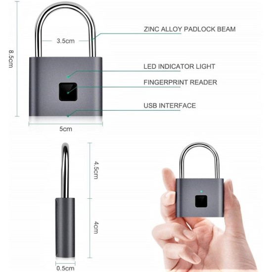 AR08 Fingerprint Lock 10 Finger Rechargable 