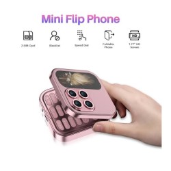 i17 Mini Flip Phone 2 SIM Rose Gold