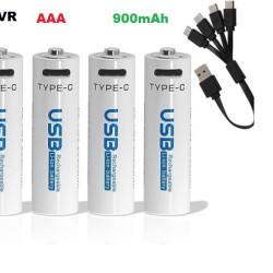 AiVR AAA Type-C Batteries 900mAh USB Rechargeable 4pc