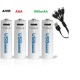 AiVR AAA Type-C Batteries 900mAh USB Rechargeable 4pc