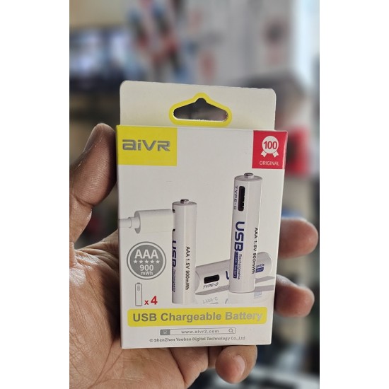 AiVR AAA Type-C Batteries 900mAh USB Rechargeable 4pc