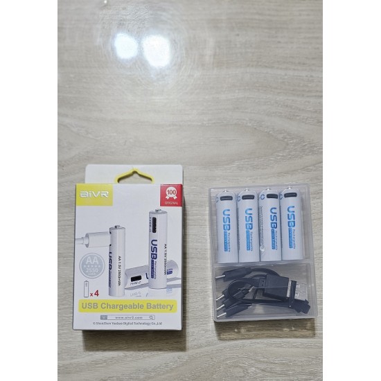 AiVR AA Rechargeable Battery 2550mAh Charger Battery 4pc