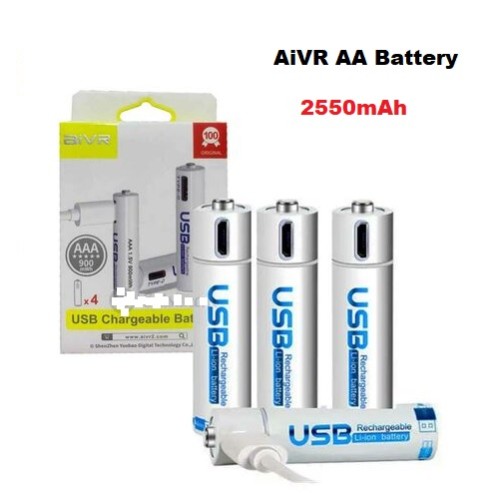AiVR AA Rechargeable Battery 2550mAh Charger Battery 4pc