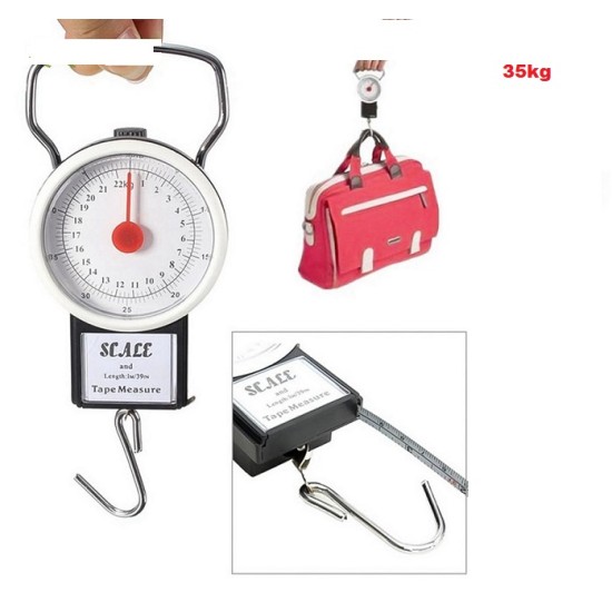 Compact Luggage Scale 35kg Analog Measures tape