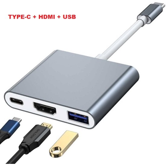 3 In 1 Multiport Adapter USB Type C HDMI USB 3.1 Converter
