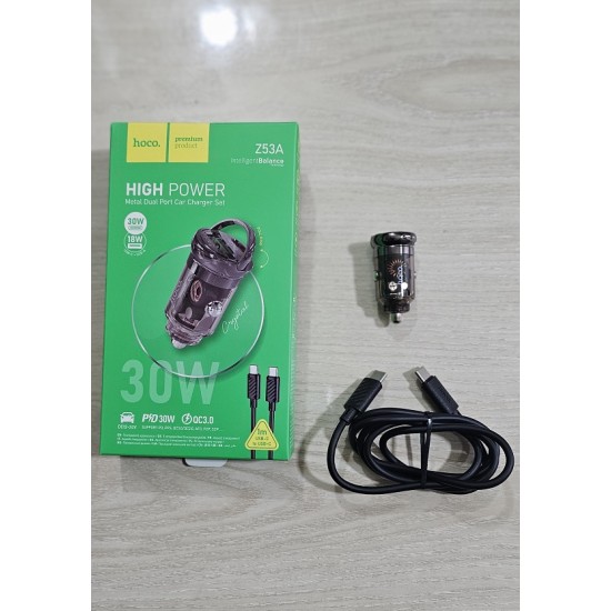 Hoco Z53A Car charger 30W With Type-C Cable