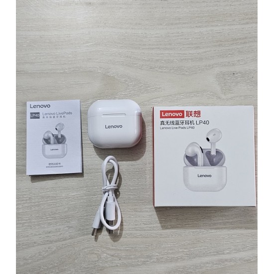 Lenovo LP40 TWS Bluetooth Earbuds White