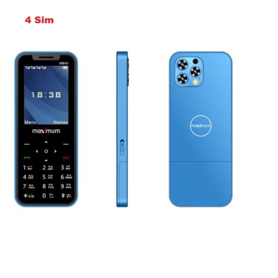Maximus MB40 Pro Max Super Slim 4 Sim Phone Blue