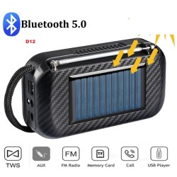 D12 Rechargable Bluetooth Solar FM Radio With Flashlight