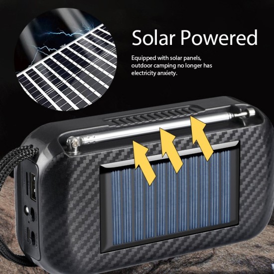 D12 Rechargable Bluetooth Solar FM Radio With Flashlight