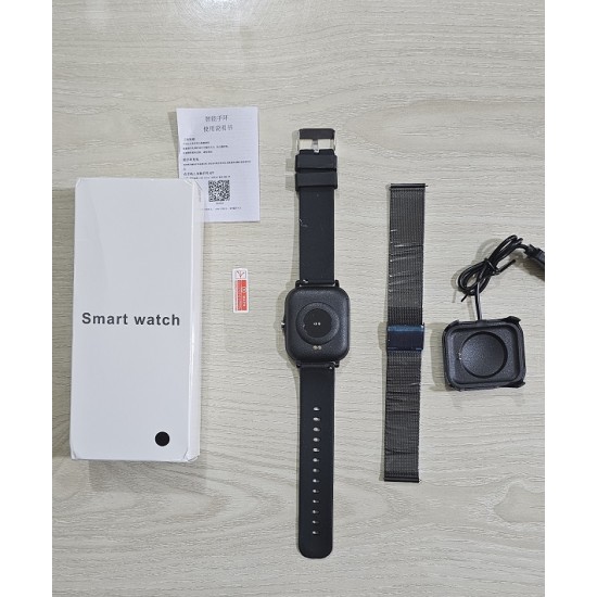 GT20 Smart Watch Bluetooth Calling Touch Display Metal Strip Extra Belt - Black