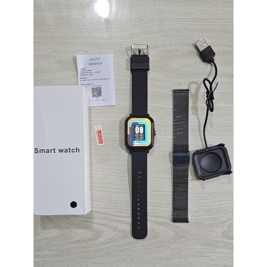 GT20 Smart Watch Bluetooth Calling Touch Display Metal Strip Extra Belt - Black