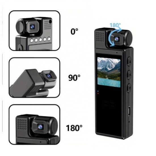L9 Portable Body Camera 180° Rotating Lens Night Vision