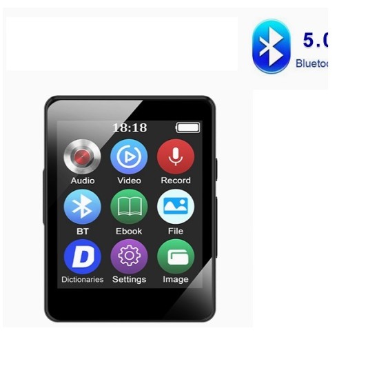 AideeMaster MP3 Player Bluetooth 5.0 MP4 Video Player FM/E-book/Recorder