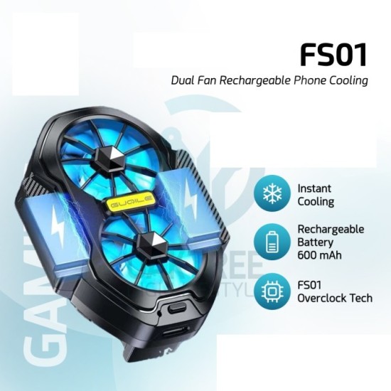 FS01 Dual Fan Dual Battery Rechargeable Mobile Phone Cooler Fan