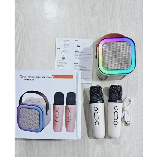 K12 RGB Wireless Karaoke Bluetooth Speaker With Two Microphone 