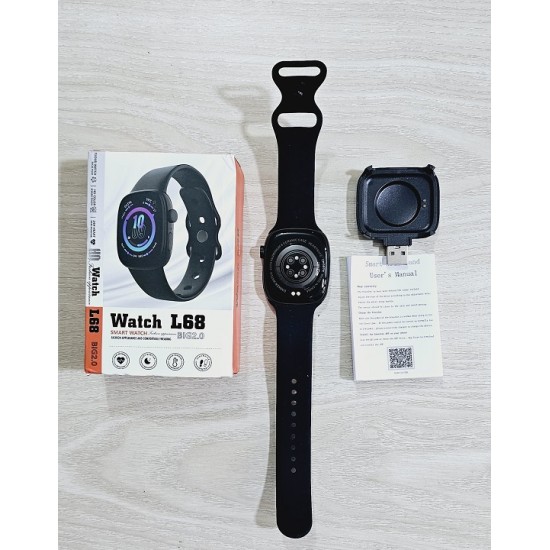 L68 Smart Watch HD Color 2.0 inch Display Bluetooth Call Game Black
