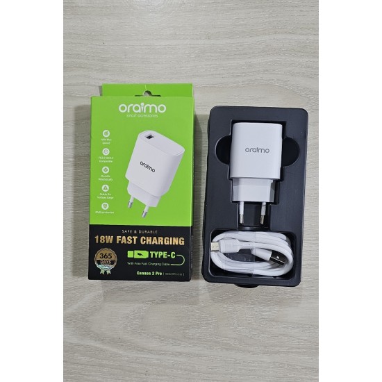 Oraimo 18W Fast Charging Charger With Type-C Cable