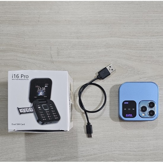 i16 Pro Flip Phone FM Radio Magic Voice Blue