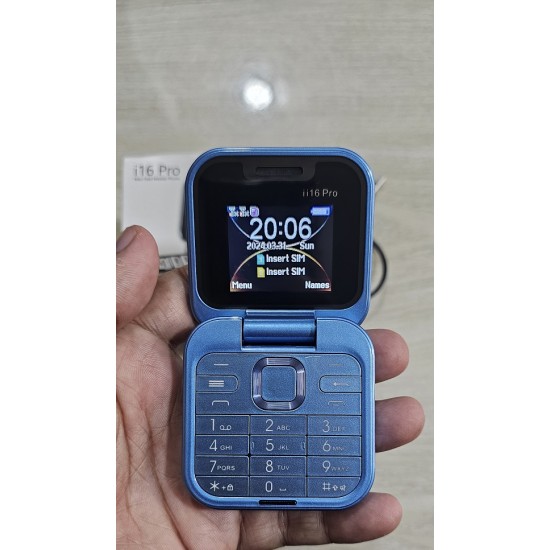 i16 Pro Flip Phone FM Radio Magic Voice Blue