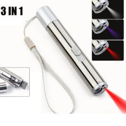 3 in 1 USB Green Laser Pointer Torch UV Light