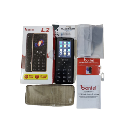 Bontel L2 Super Slim Mini Phone Touch Button With Back Cover - Black