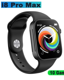i8 Pro Max Smartwatch 1.75 inch Waterproof 10 Mini Games Calling Option - Black
