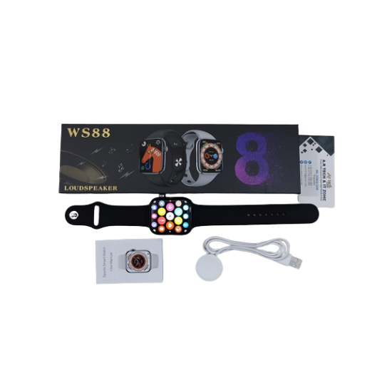 Keqiwear WS88 Smartwatch 1.96 inch Full Display Waterproof Calling Option Series 8 - Black