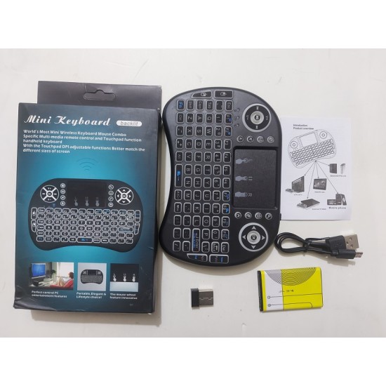 i8 Mini Wireless Keyboard With Touch Mouse Pad backlit