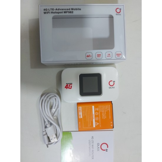 OLAX MF982 300mbps Pocket Wifi Router 4G LTE 3000mah Battery - White