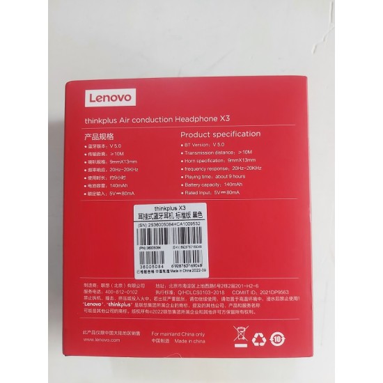 Lenovo X3 Thinkplus Air Conduction Bluetooth Headphone Noise Reduction Wifi Mic