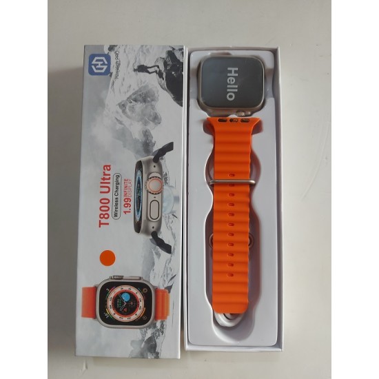 T800 Ultra Smartwatch 1.99 Inch IP67 Waterproof Wireless Charging Series 8 - Orange