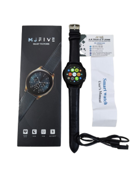 MJFive Smart Watch 1.3 inch Full Touch Display Waterproof Bluetooth Call Lather Belt - Black