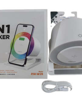 RECCI RSK-W28 4 in 1 Wireless Charger 15W with Speaker Night Light RGB Stand