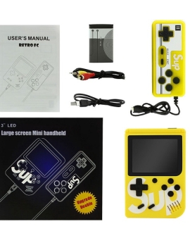 Sup 400 in 2 Game Player 2 inch Color Display Kids Game Console - Yellow