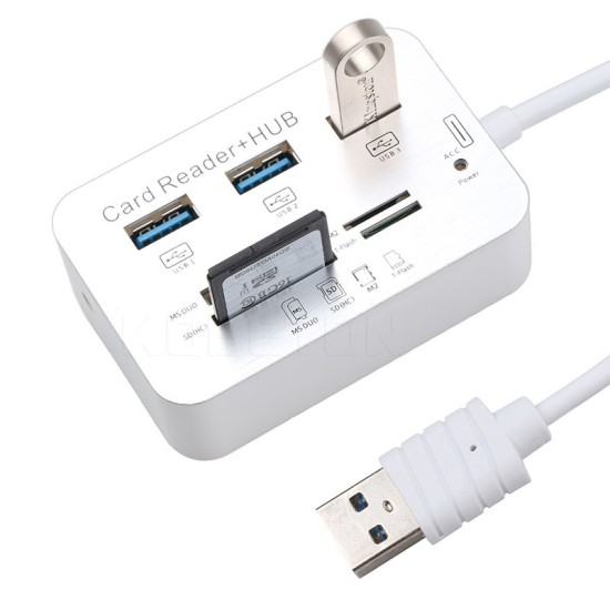 7 In 1 Card Reader With 3 USB Hub