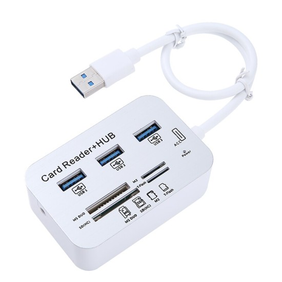 7 In 1 Card Reader With 3 USB Hub