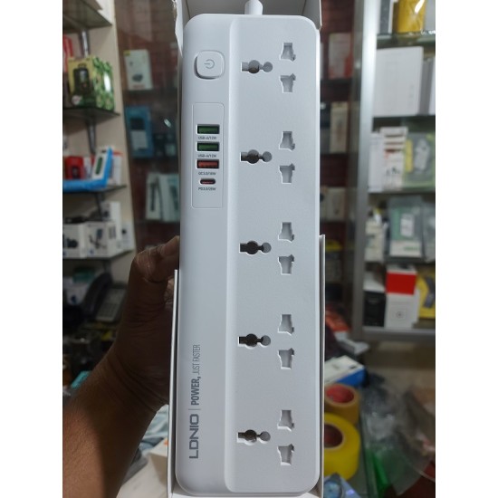 LDNIO SC5415 5 Socket 20W PD QC3.0 4 USB Power Strip