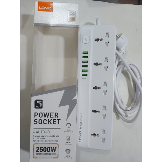 LDNIO SC5614 Power Strip 6 USB Port 2500W Power 2M Cable