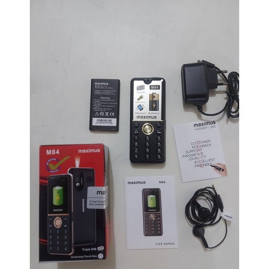 Maximus M84 3 Sim Phone 2500mAh Battery with Auto Call Records - Black