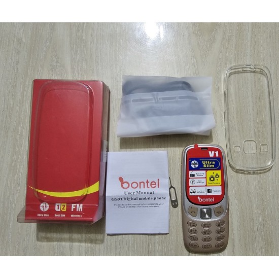 Bontel V1 Ultra Slim Phone With Cover Warranty - Gold