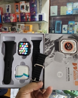 Watch 8 Ultra Smartwatch Wireless Charging With TWS Headphone - Silver